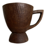 Midcentury Cubist XXXL Cup in West African Monoxyl Wood