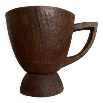 Coupe XXXL cubiste midcentury en bois monoxyle west africa