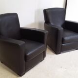 Pair of leather club armchairs
