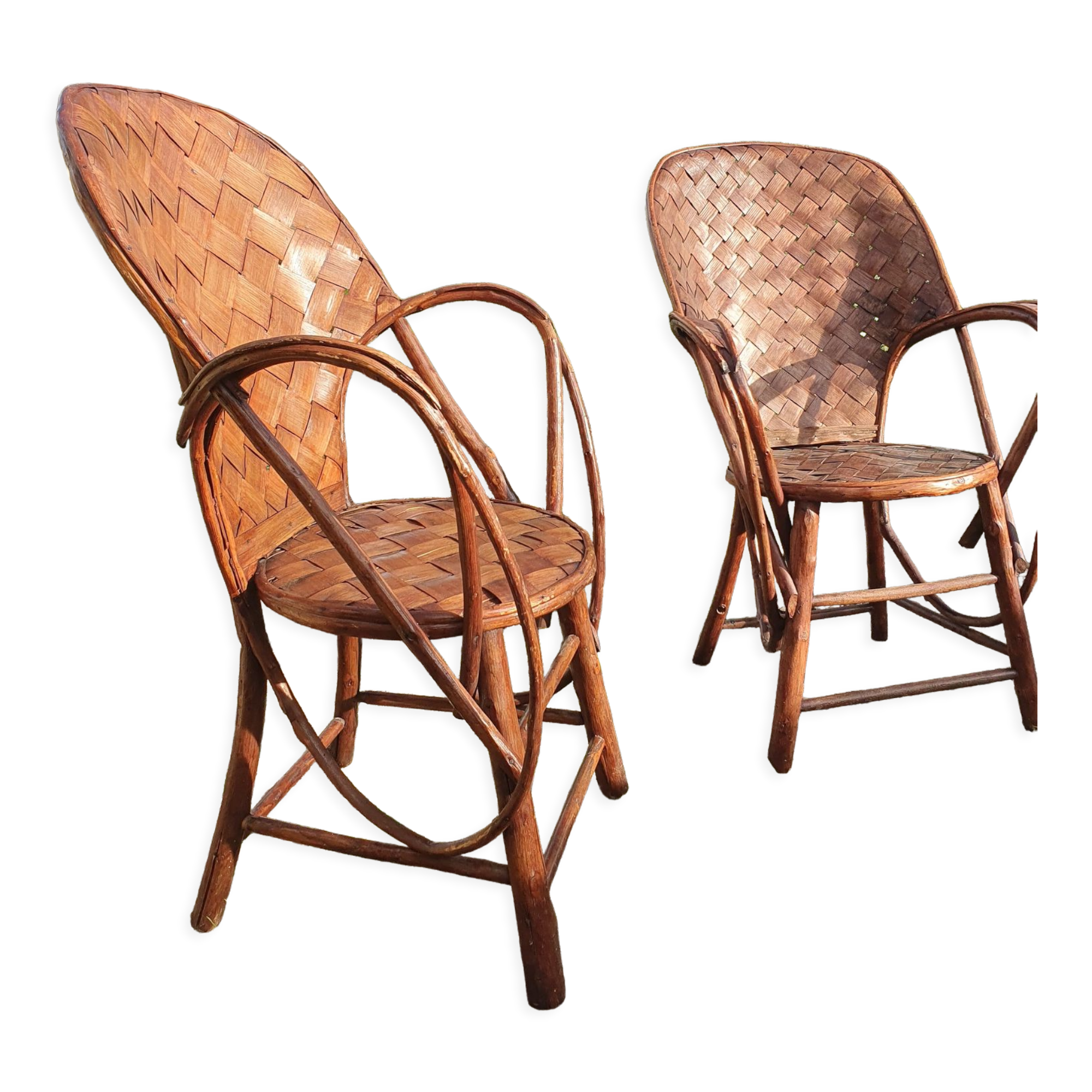 Pair of armchairs in chestnut