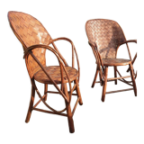 Paire de fauteuils en chataignier du limousin