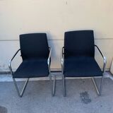 Pair of Inclass chrome base armchairs