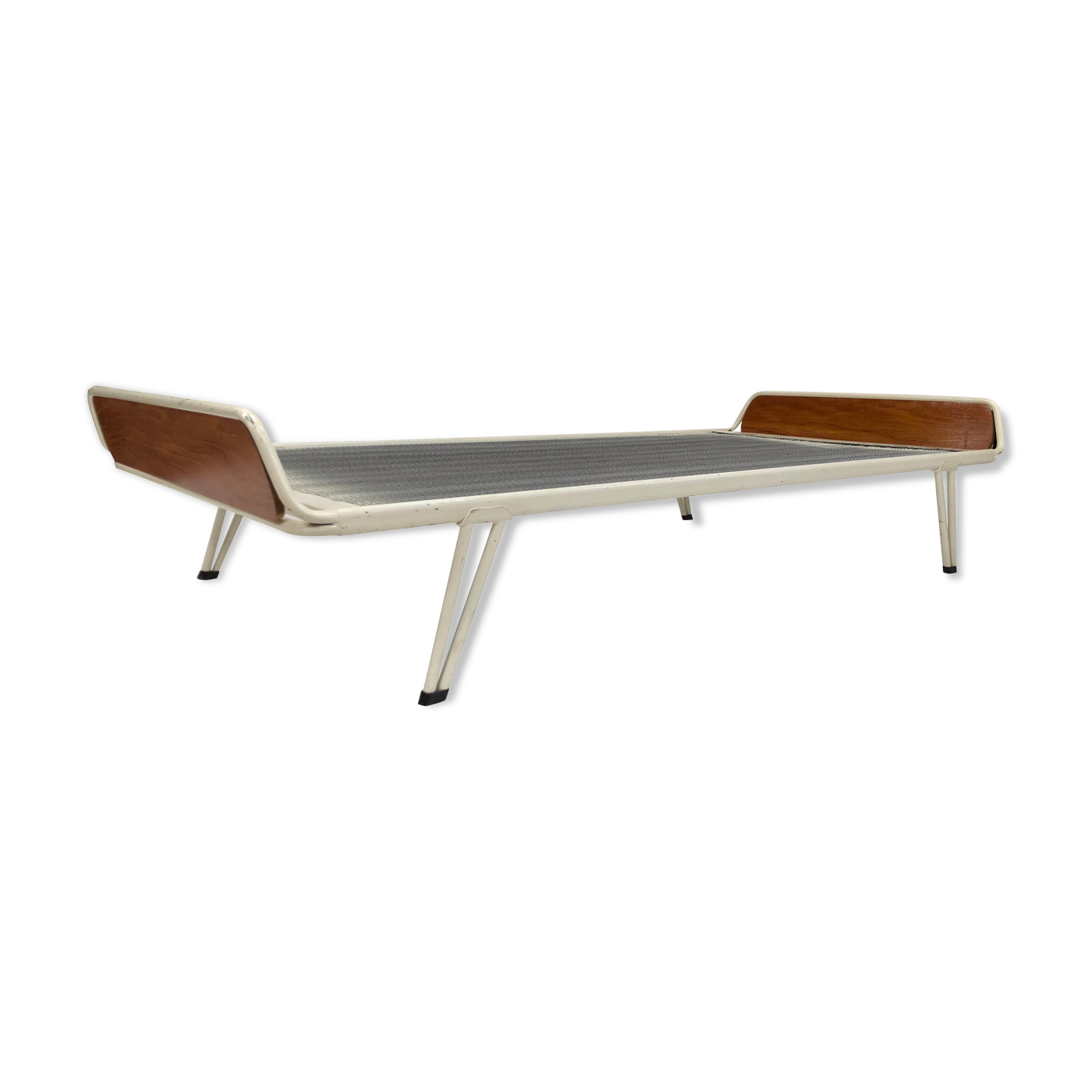 Vintage meridian in teak steel steel hairpin country leg down 60s