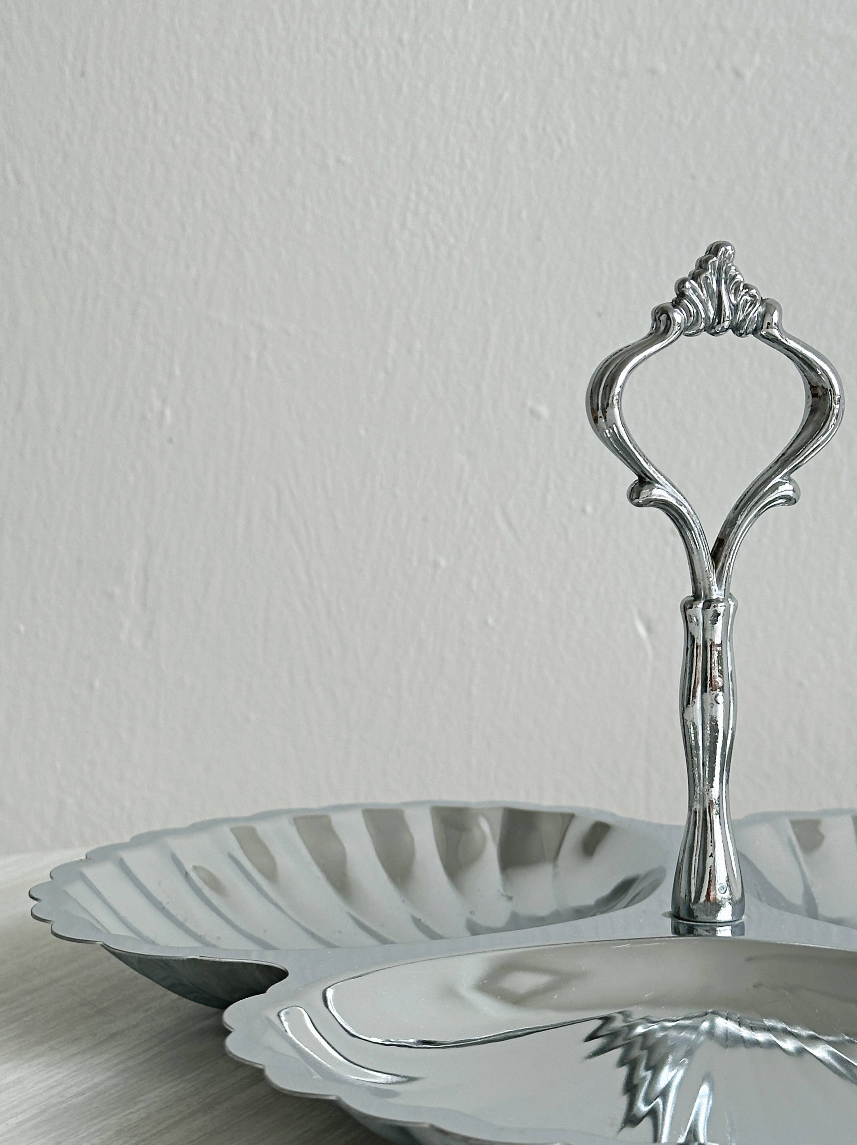 Vintage stainless steel serving dish