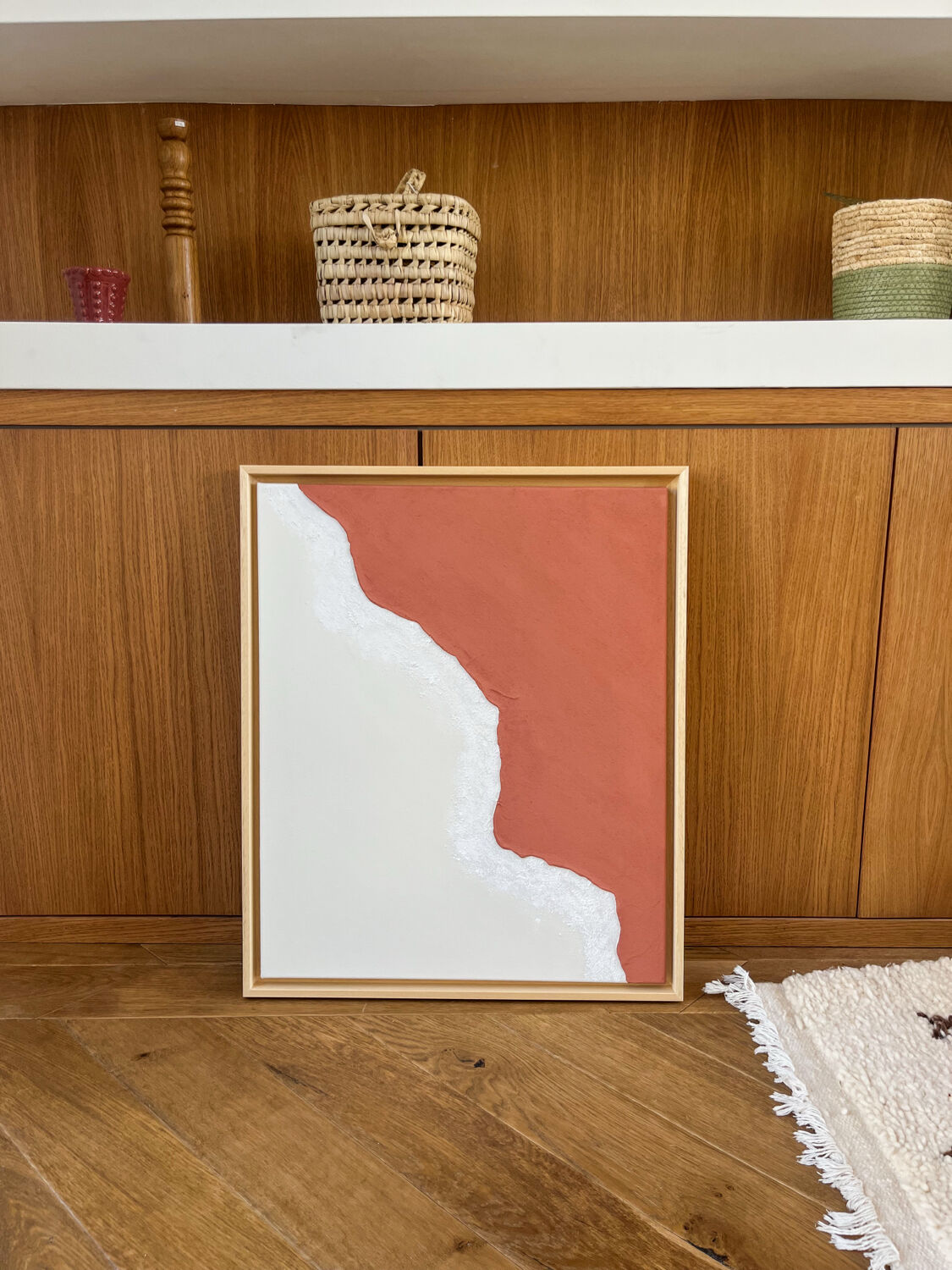 Tableau relief crème, terra cota