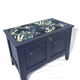 Coffre siège en bleu denim avec assise