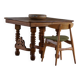 Square dining room/office table from the 19th century, baroque, Danish cabinetmaker.