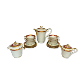 Red and golden coffee service, Limoges porcelain, Empire style