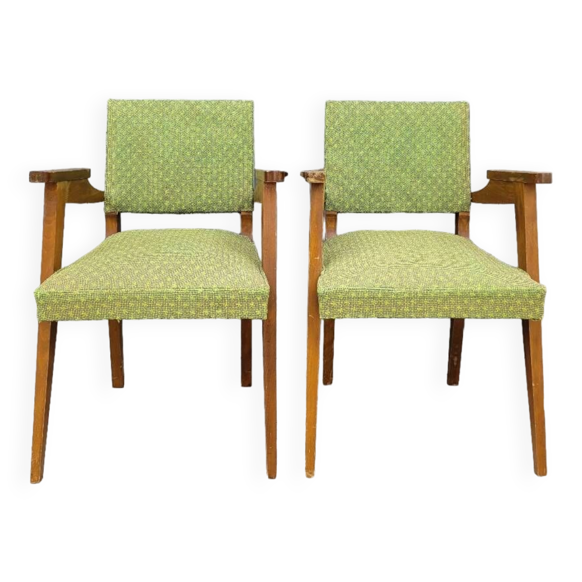 Pair of vintage bridge armchairs 1950s designer compass feet