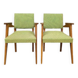 Paire de fauteuils bridge vintage 1950s pieds compas design