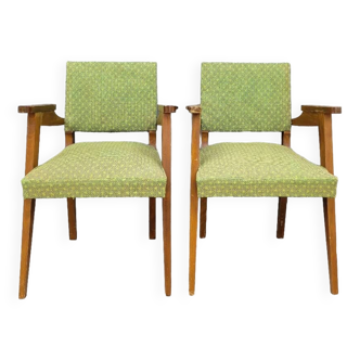 Paire de fauteuils bridge vintage 1950s pieds compas design