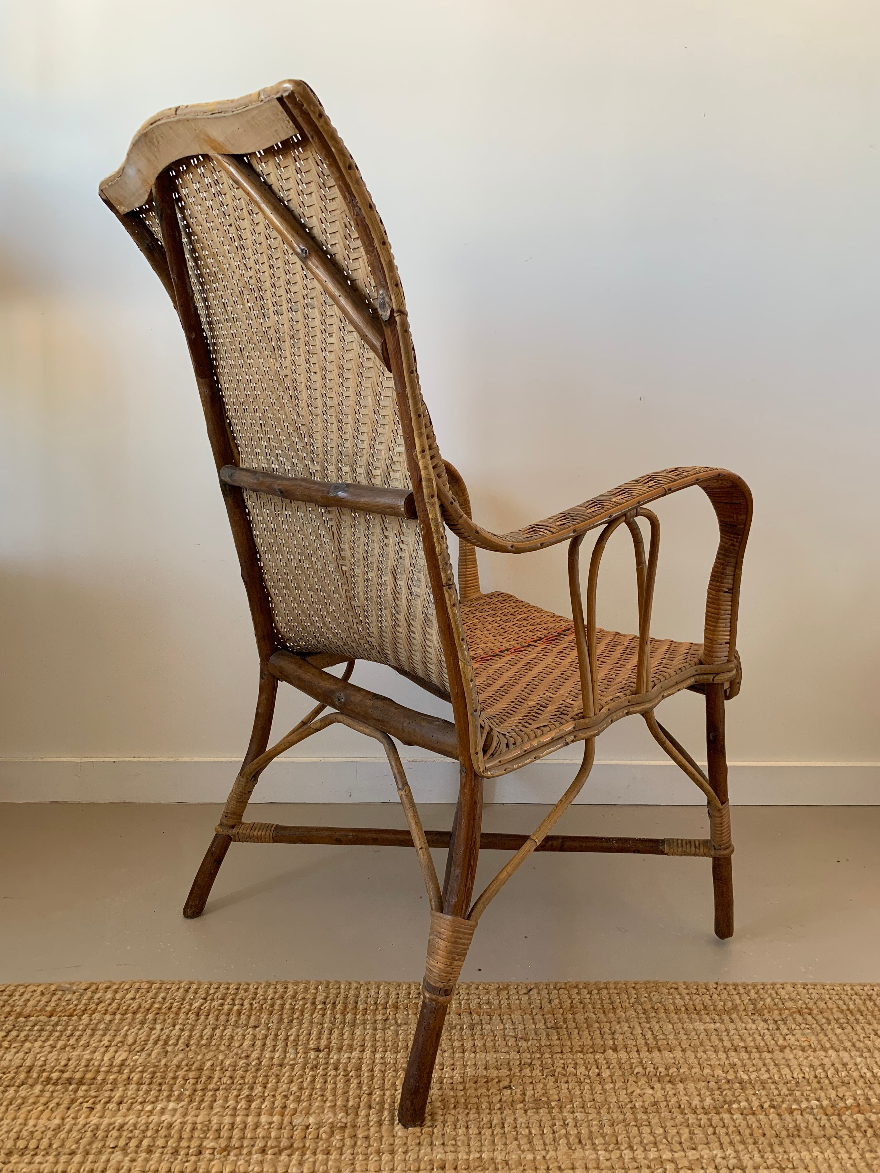 Old rattan armchair