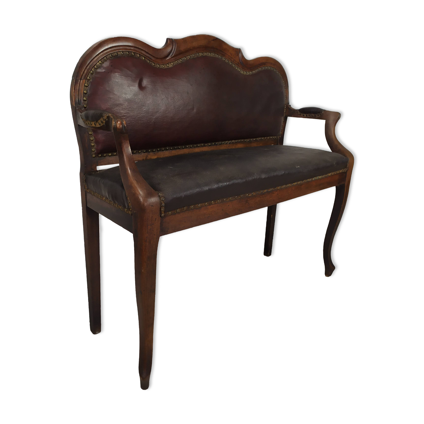 Leather bistro bench