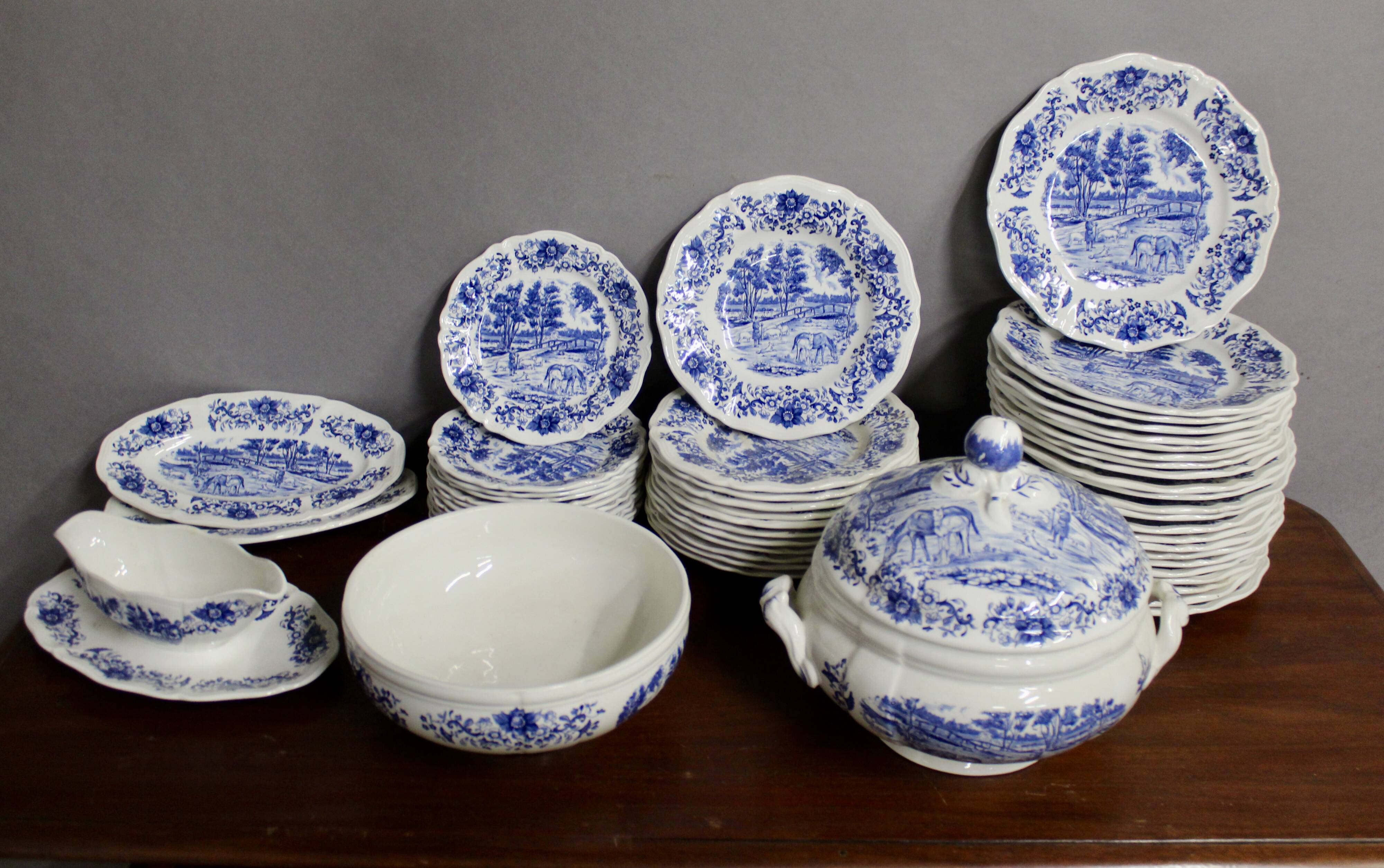 Derby Sarregemines 52-Piece Dinnerware Set, Deep Blue