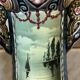 Pair of Art Nouveau slipware vases, hand-painted decoration.