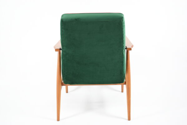 Fauteuil vintage années 1970 velours bouteille verte