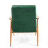 Fauteuil vintage années 1970 velours bouteille verte