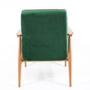 Vintage armchair, fully renovated, 1970s, green bottle velvet, pink edge