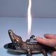 Vintage silver metal crocodile alligator lighter ashtray