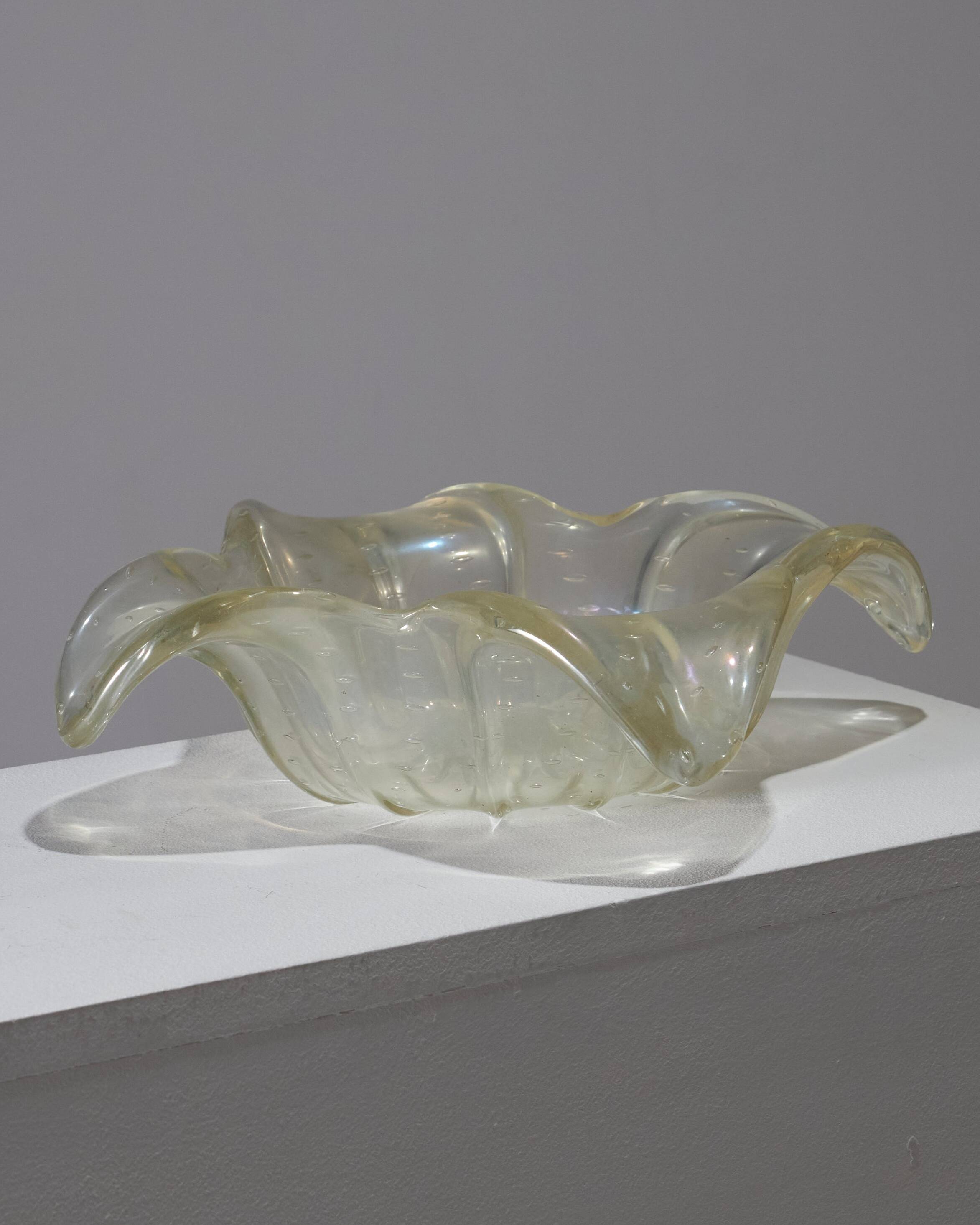 Gold-sequined Murano glass bowl, 1940s