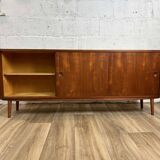 Vintage Scandinavian teak sideboard with 3 sliding doors, 1960s