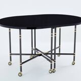 Maison Jansen table à manger Royal extensible laque noire 1960