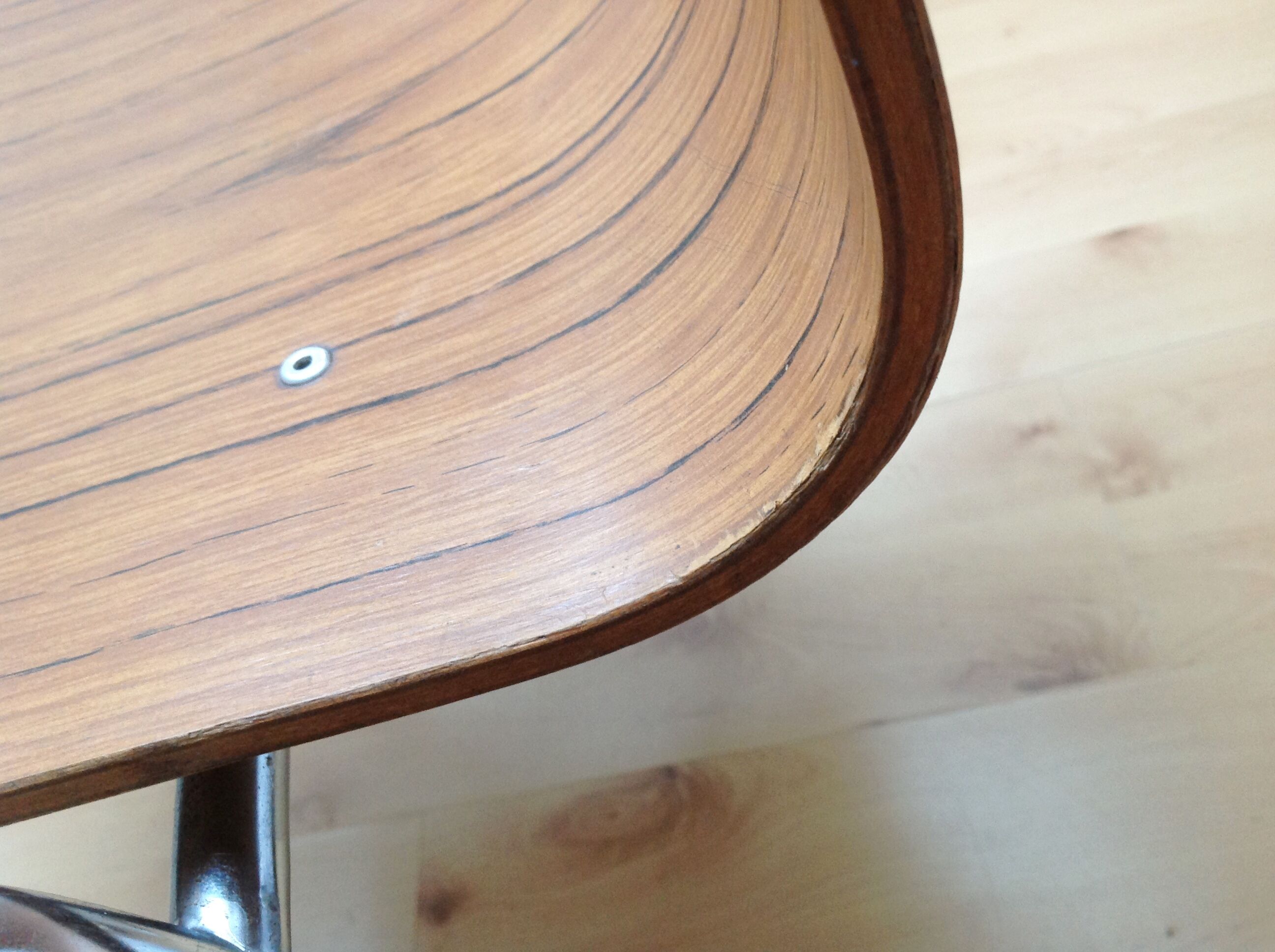 Multiplied wooden chair and chrome feet, vintage 60/70s