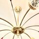 Golden brass chandelier 6 tulips red diamond tips 1950