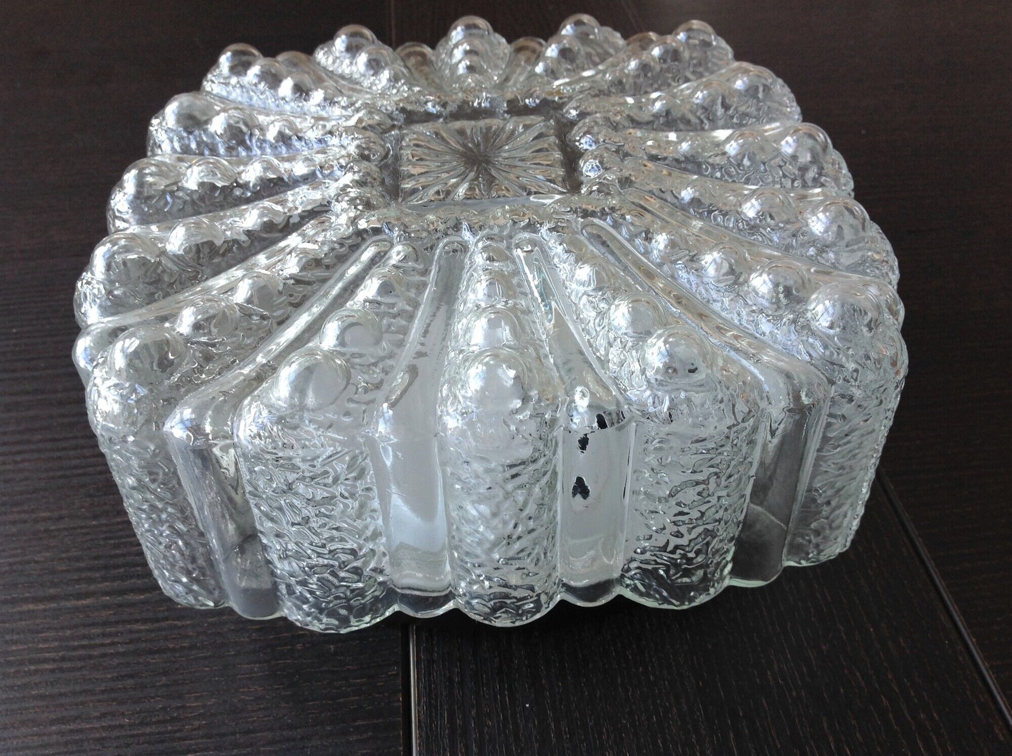 Square ceiling lamp in bulled glass 60/70s