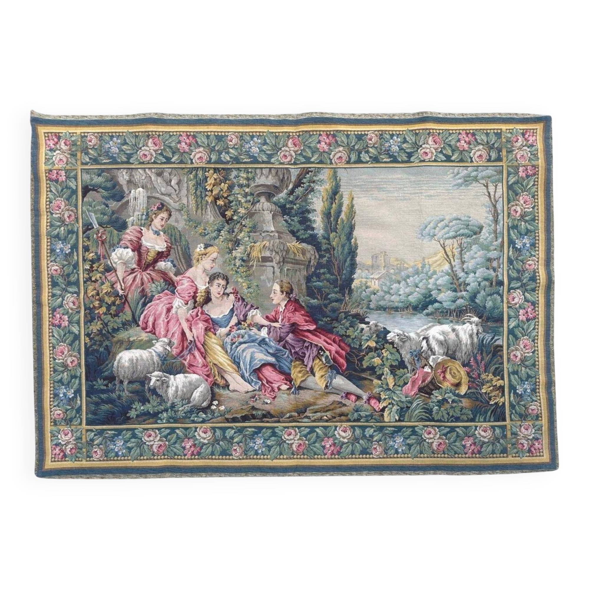 Aubusson-style Jacquard tapestry "Berger Galant"
