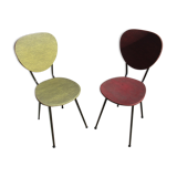 2 vintage chairs, metal and skaï