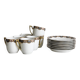 7 Limoges porcelain cups and saucers with gold decoration and floral motif.