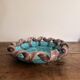 Empty Pocket Bowl Ceramic Pottery Bavent Turquoise Violet Glaze