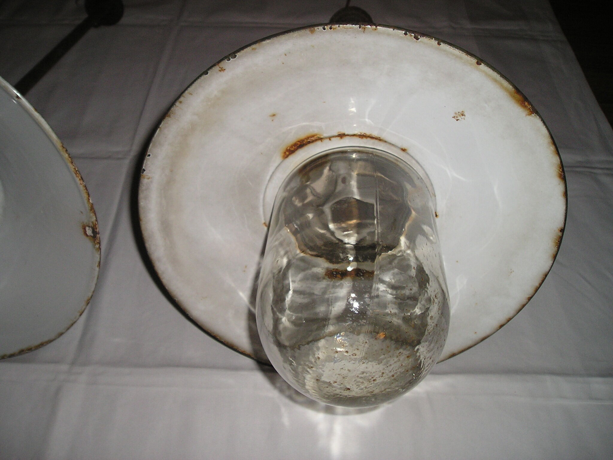 Set of 2 industrial metal enamelled sheet metal pendant lights