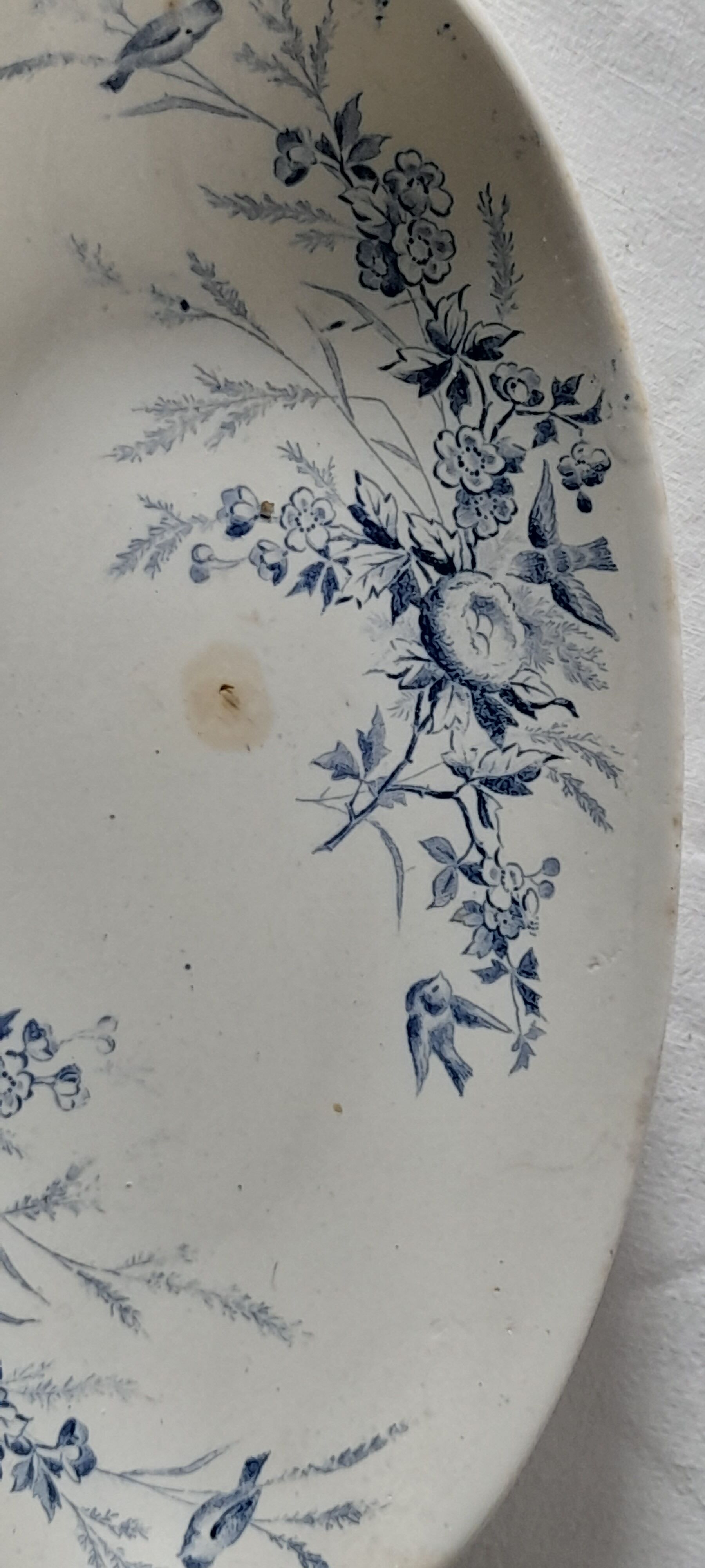 Oval ravier n ° 2 earthen Creil Montereau late nineteenth L 24 cm