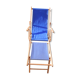 Old sunbathing in wooden & blue fabric