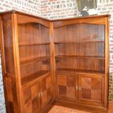 Open mahogany corner bookcase