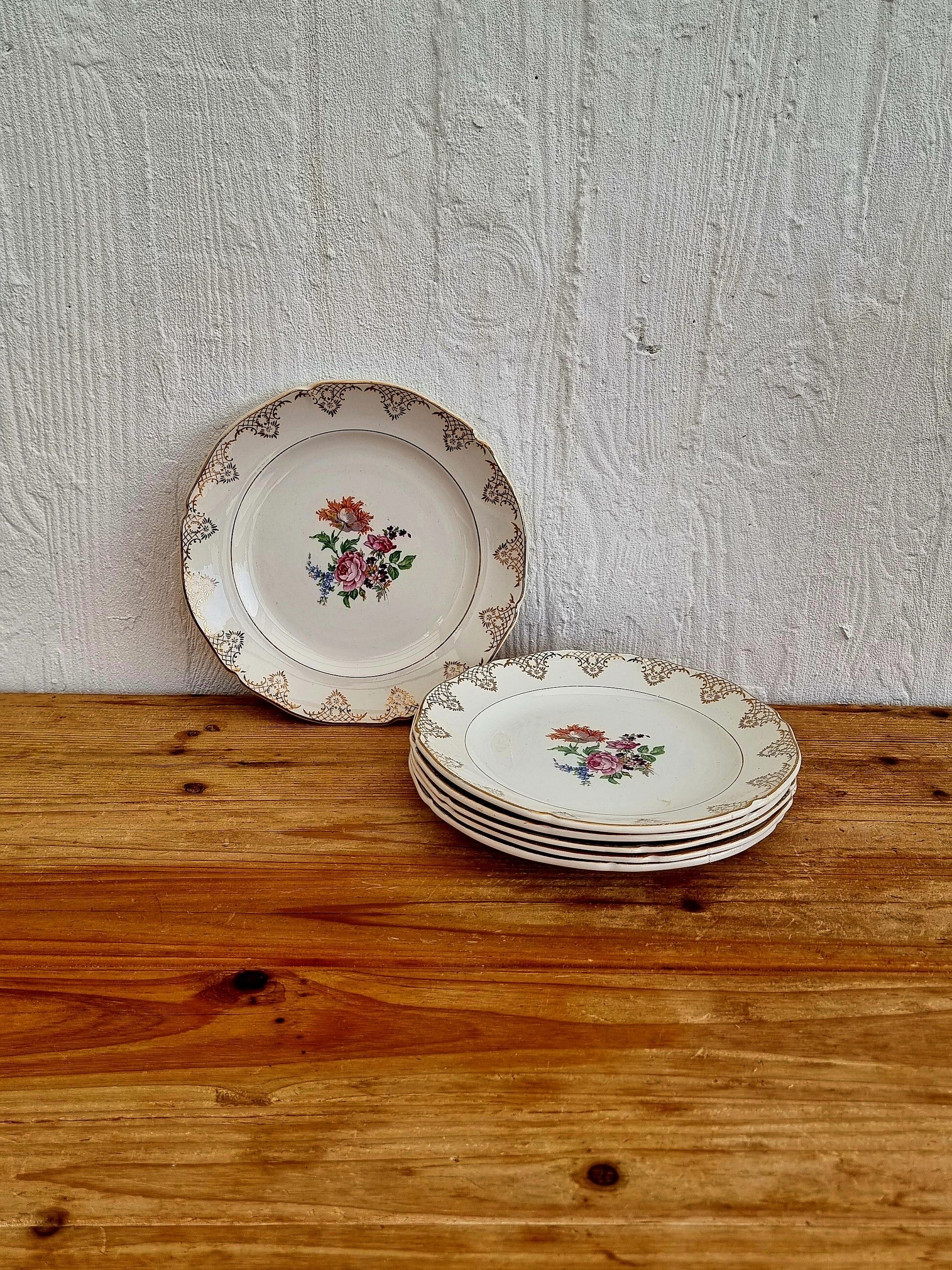 Set of 6 flat plates Saint Amand Céranord model Eve