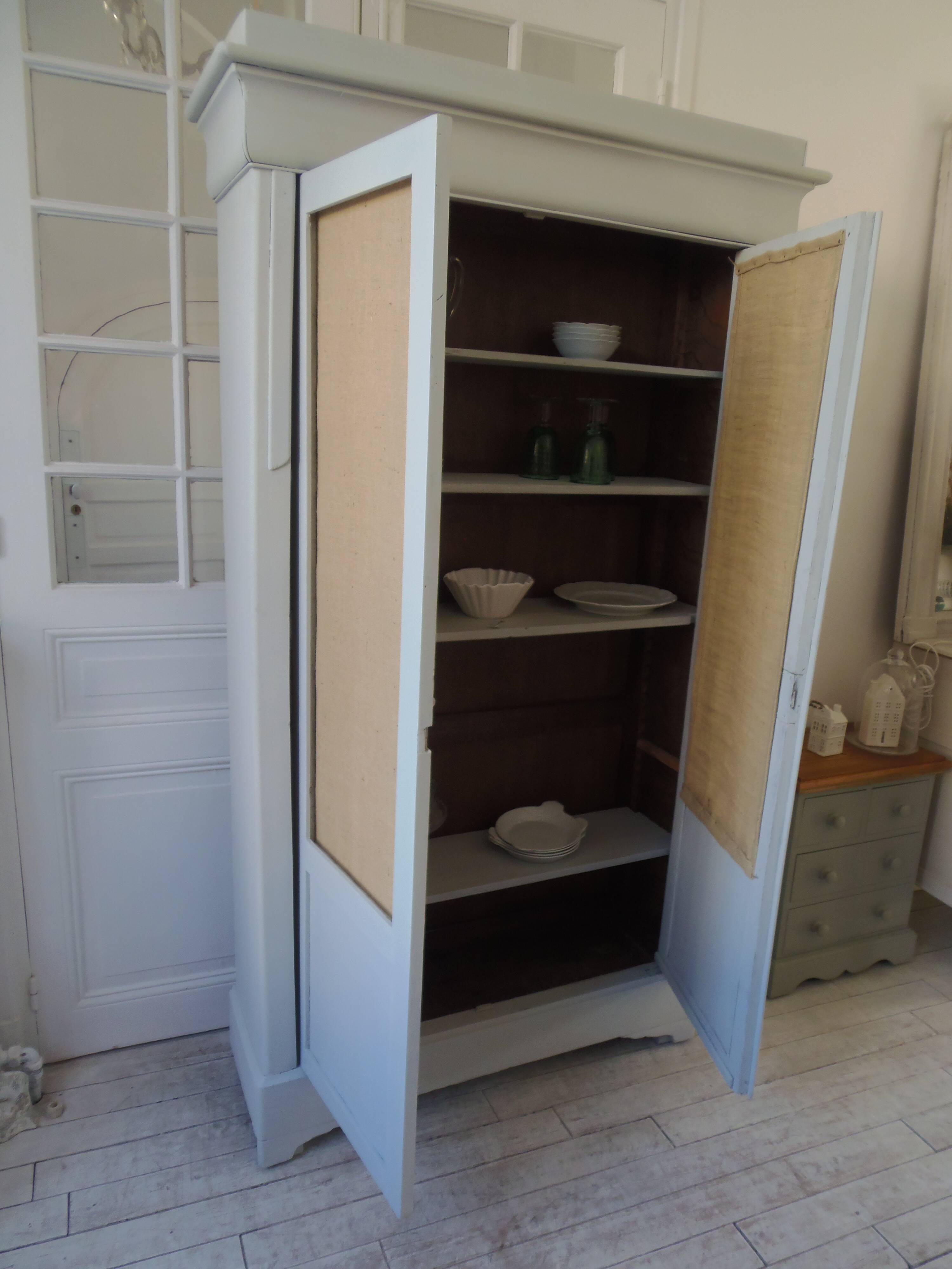 Library, vintage dresser re-enchanted in cloud gray.