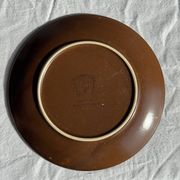 Lot de 6 assiettes à dessert vintage en grès brun