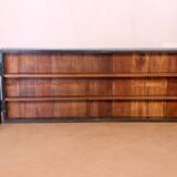 Old Burmese teak wall display case original blue patina