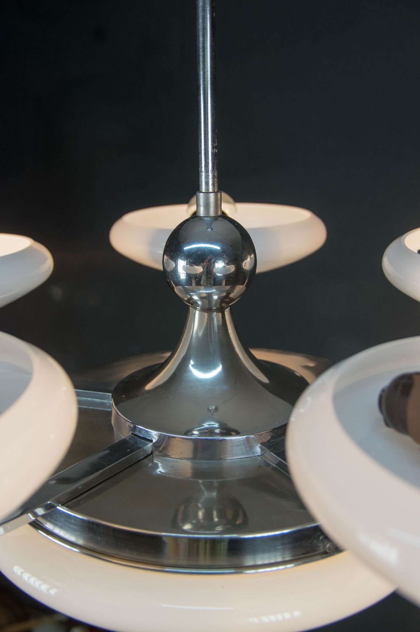 6-flamming art deco chrome-plated chandelier, 1930