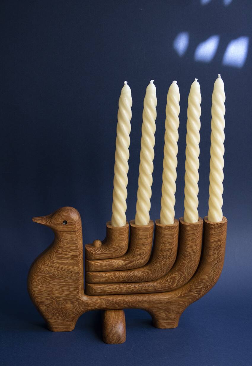 Wooden candle holder - Candelabro Paloma