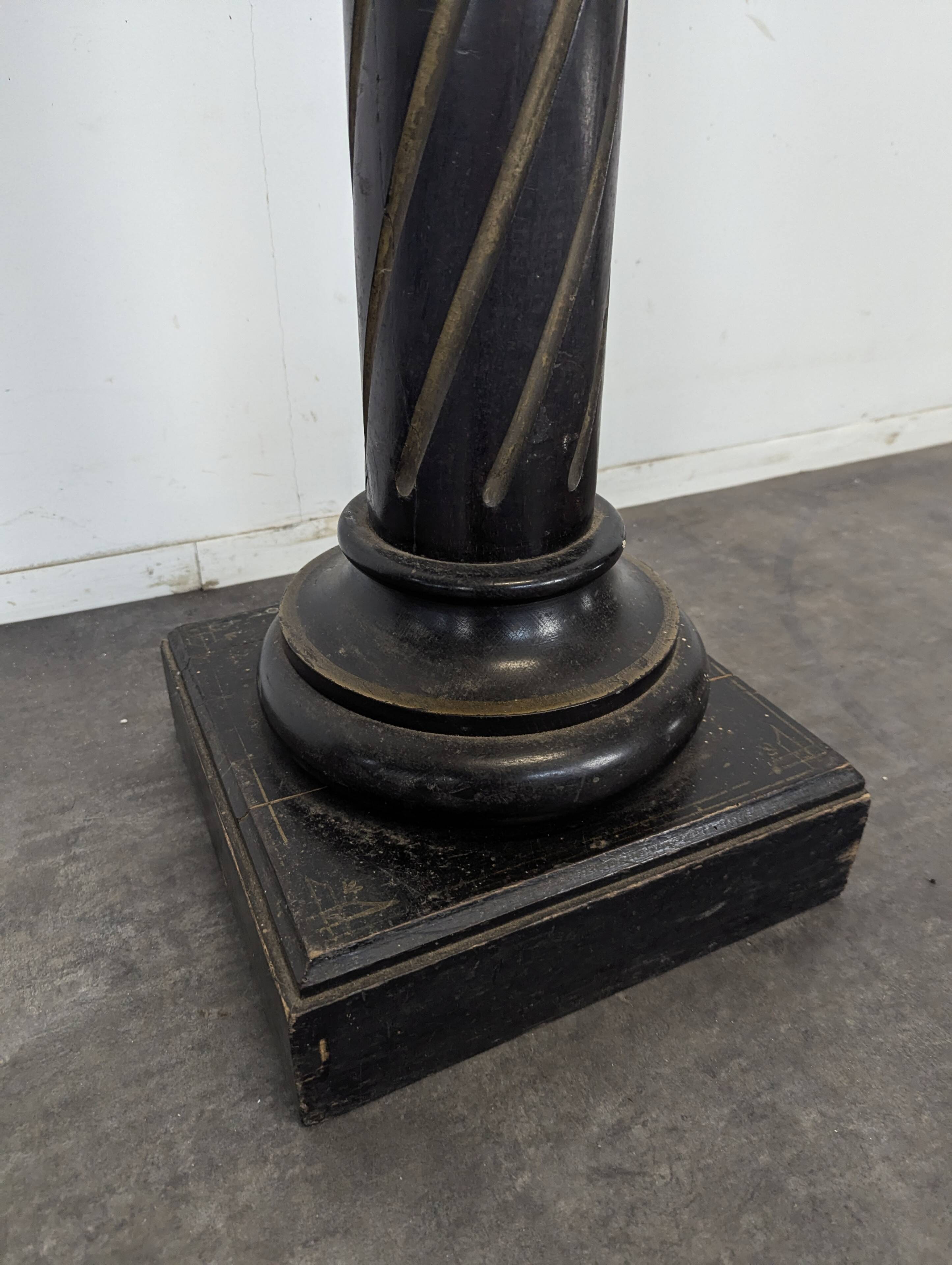 Napoleon III side table in blackened wood with a twisted column.