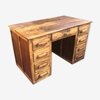 Bureau anglais ancien en bois à caisson