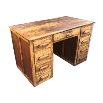 Old English desk in wood with box