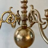 Ancien chandelier hollandais en laiton à 5 feux