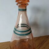 Vintage decanter hand-painted pink glass
