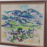 Original Swedish oil on canvas – “Landscape” by Sture Ekengren – vintage & framed – 63 × 74 cm