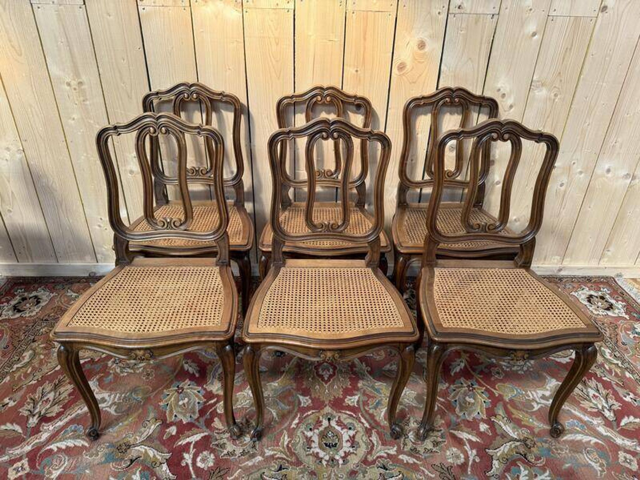 Suite de 6 chaises cannées de style Vénitiennes - Louis XV